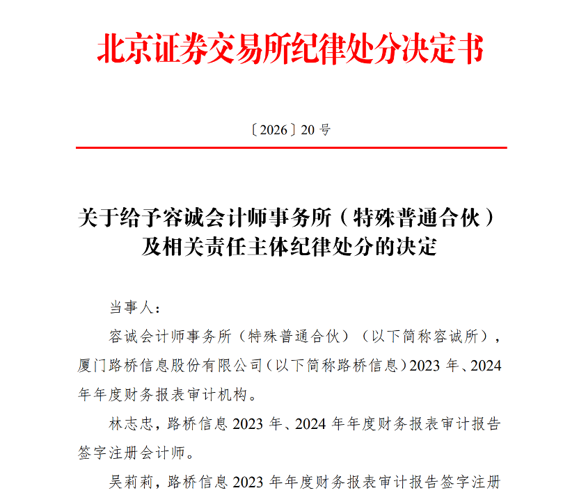 连续两年审计失守，容诚所遭北交所通报批评