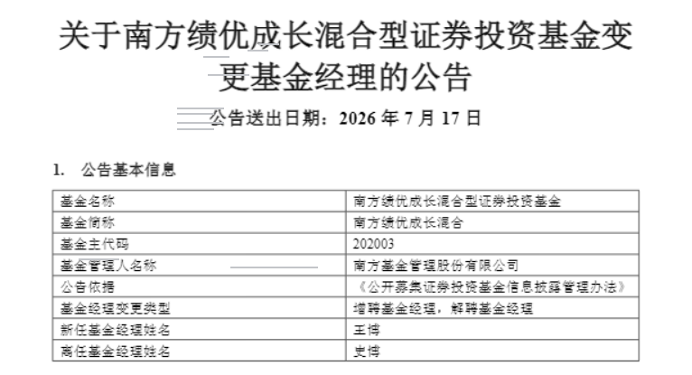 南方基金史博集中卸任3只基金，仅留1只封闭期产品